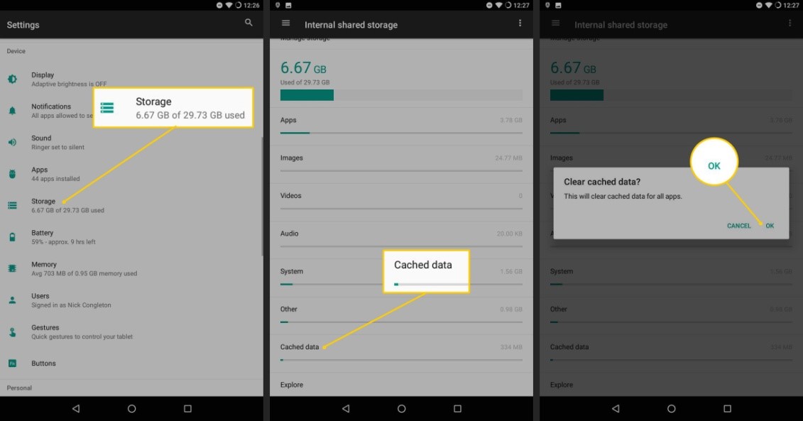 clear the cache on your Android device
